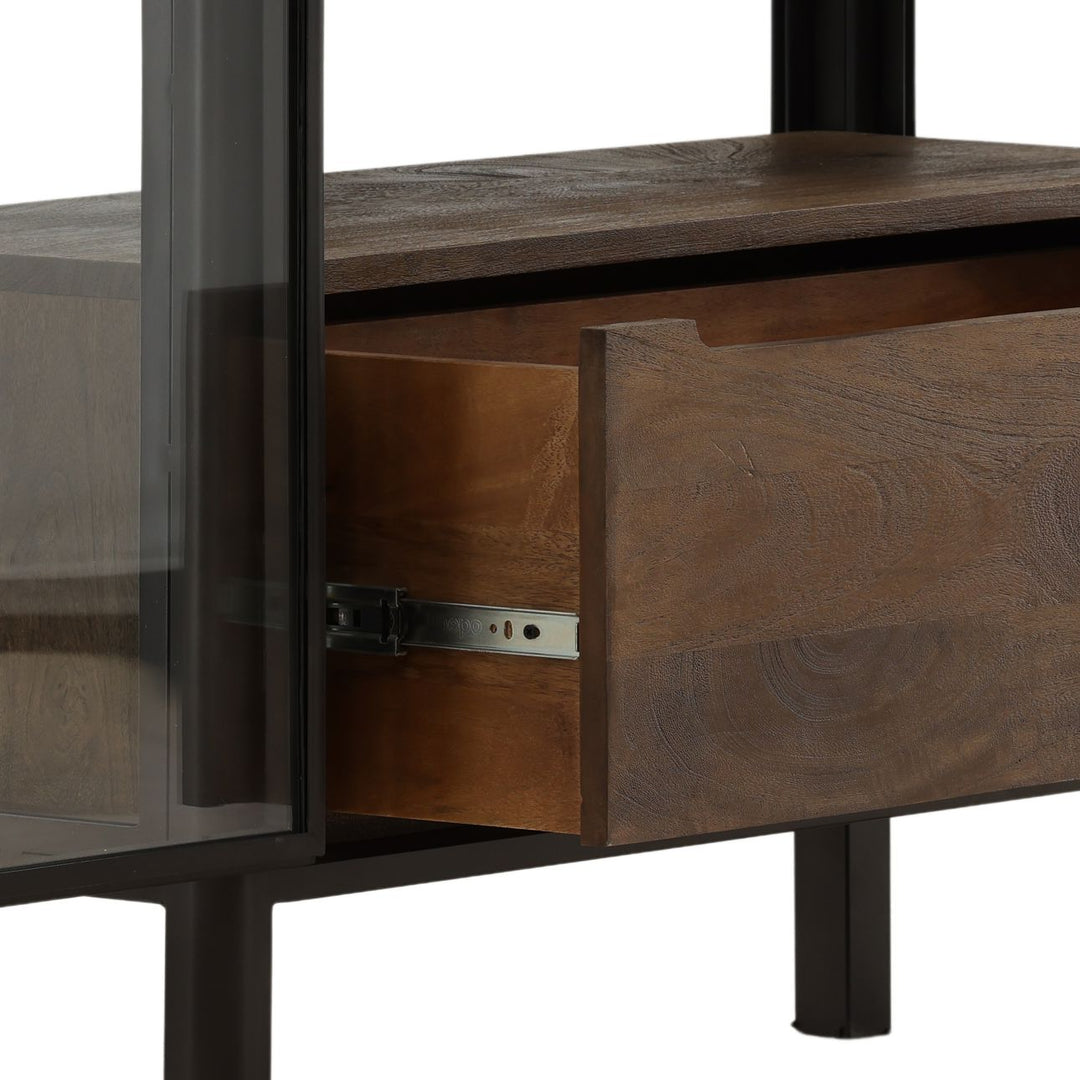 Ashby Glass and Wood Storage Cabinet, detail 2 view