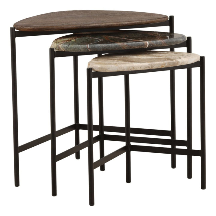 Miro Nesting Tables – Set of 3, three-quarter studio view