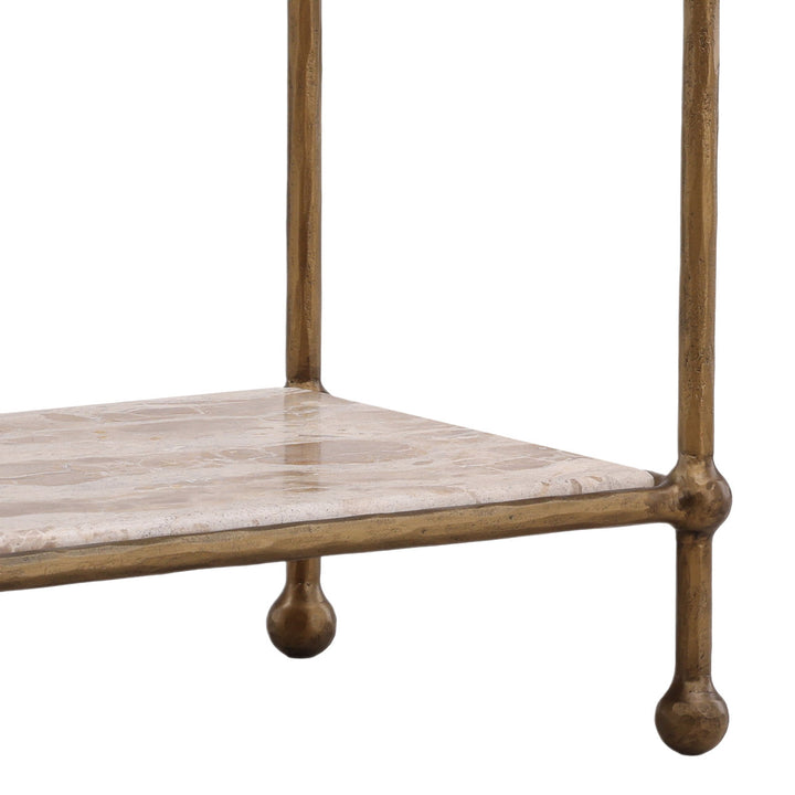 Vera Marble and Glass Console Table, detail 2 view
