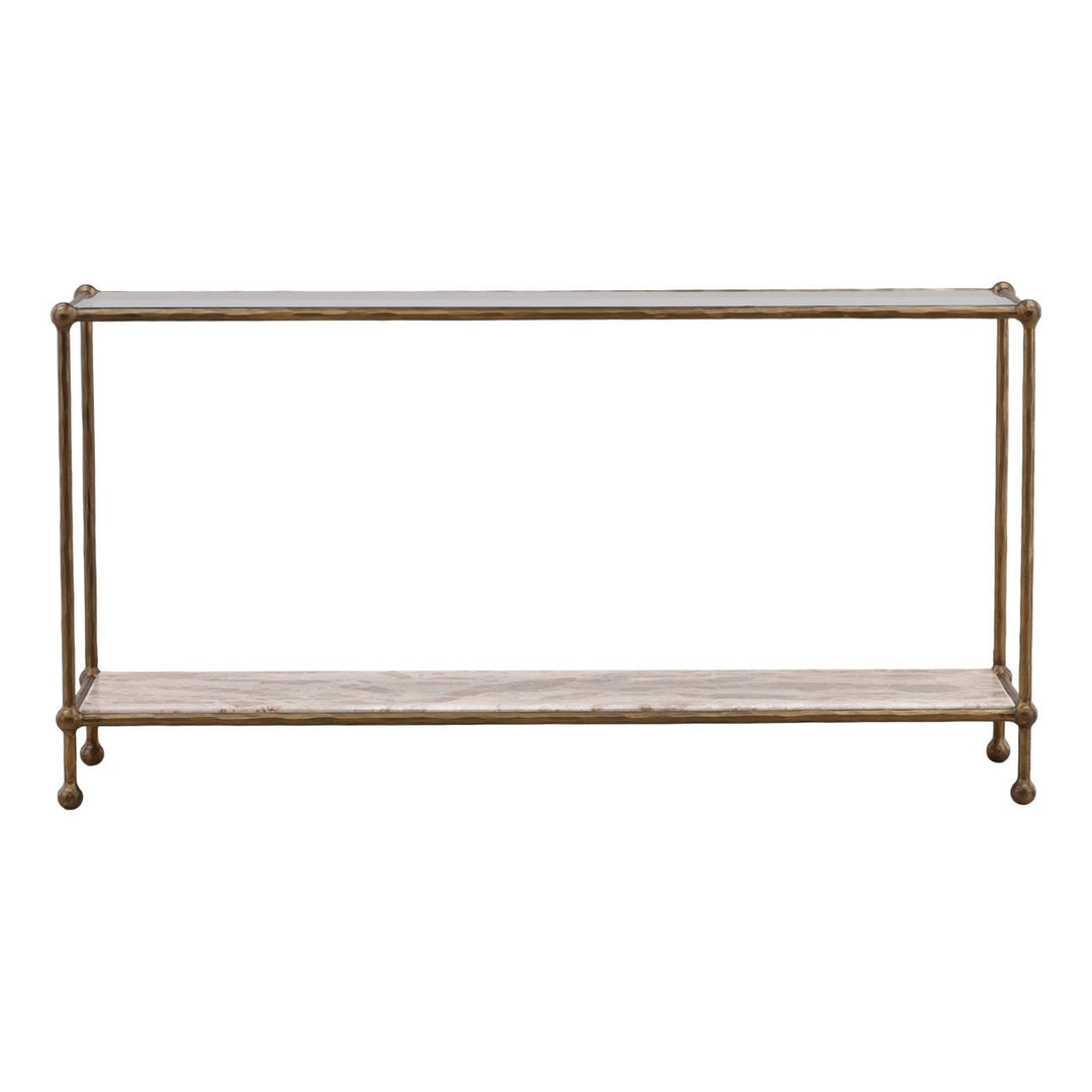 Vera Marble and Glass Console Table, front view