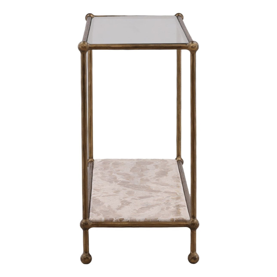 Vera Marble and Glass Console Table, profile view