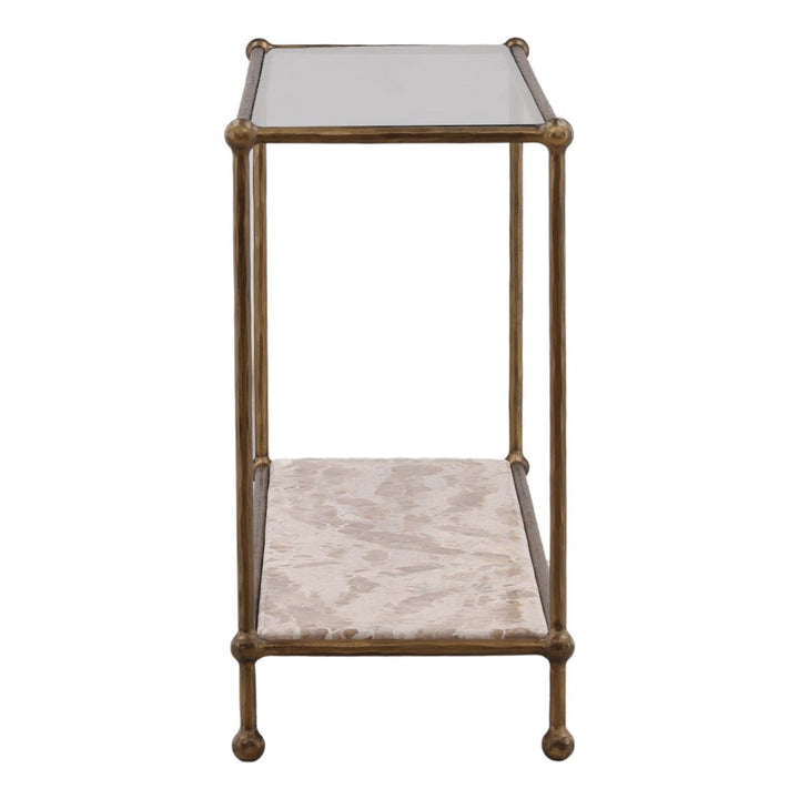 Vera Marble and Glass Console Table, profile view