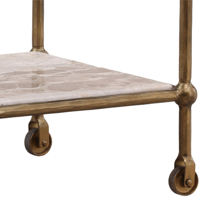 Vertelle Marble Glass Bar Cart, detail 2 view