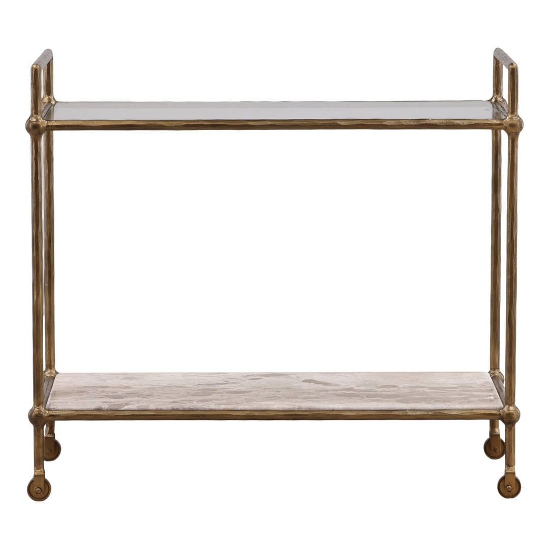 Vertelle Marble Glass Bar Cart, front view
