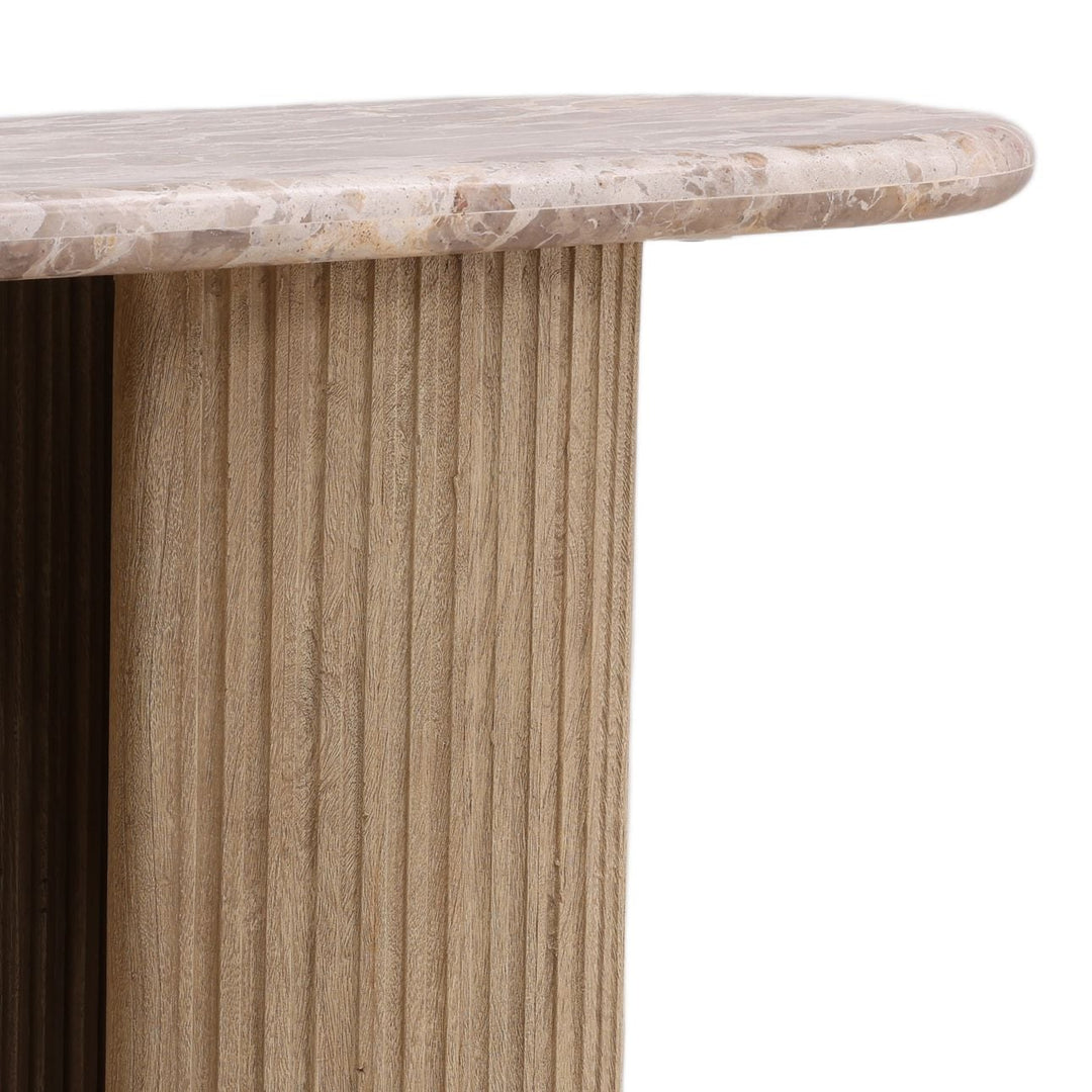 Barton Marble and Wood Console Table, detail 2 view