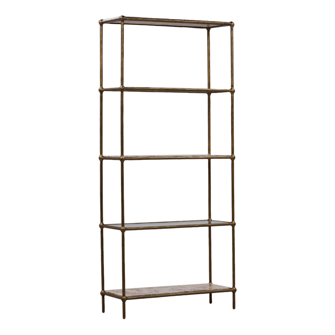 Vera Marble and Glass Bookcase, three-quarter studio view