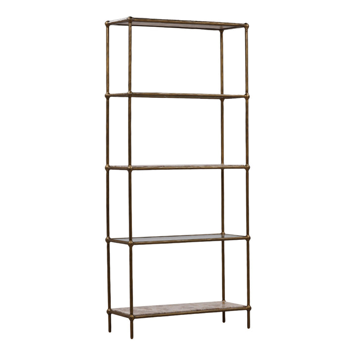Vera Marble and Glass Bookcase, three-quarter studio view
