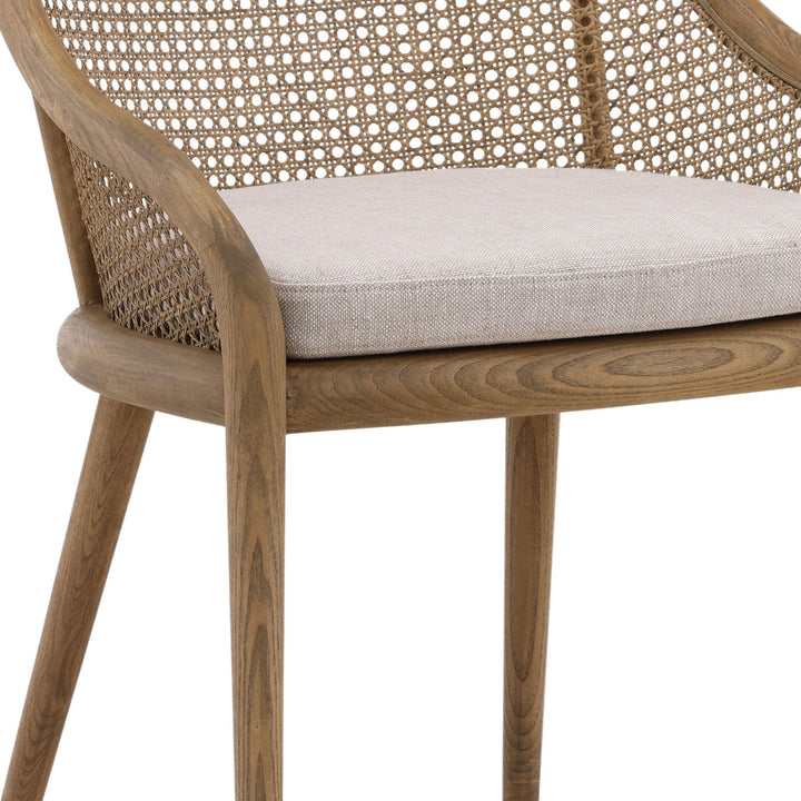 Arcadia Linen and Rattan Dining Chair, detail 2 view