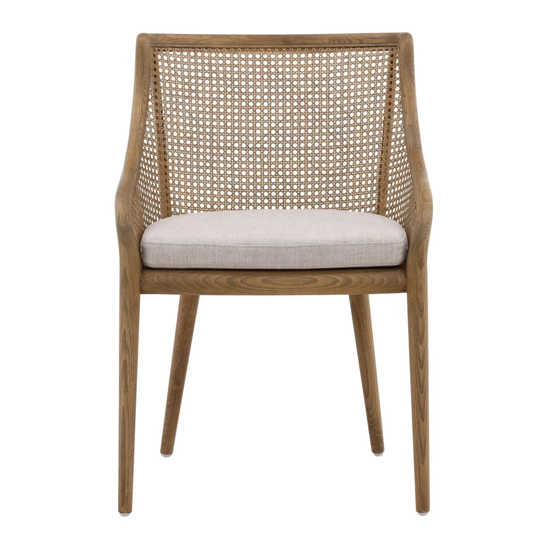 Arcadia Linen and Rattan Dining Chair, front view