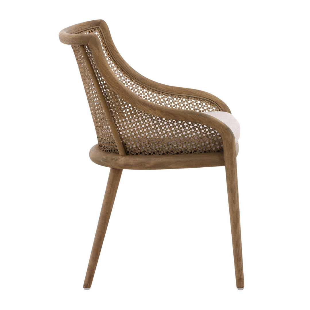 Arcadia Linen and Rattan Dining Chair, profile view