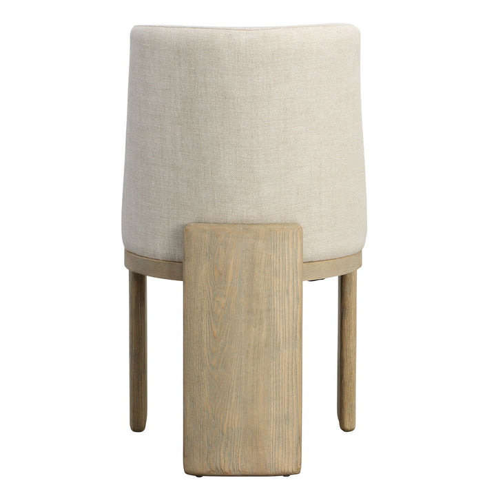 Aster Upholstered Ash Dining Chair, Beige Linen and Warm Wash, back view