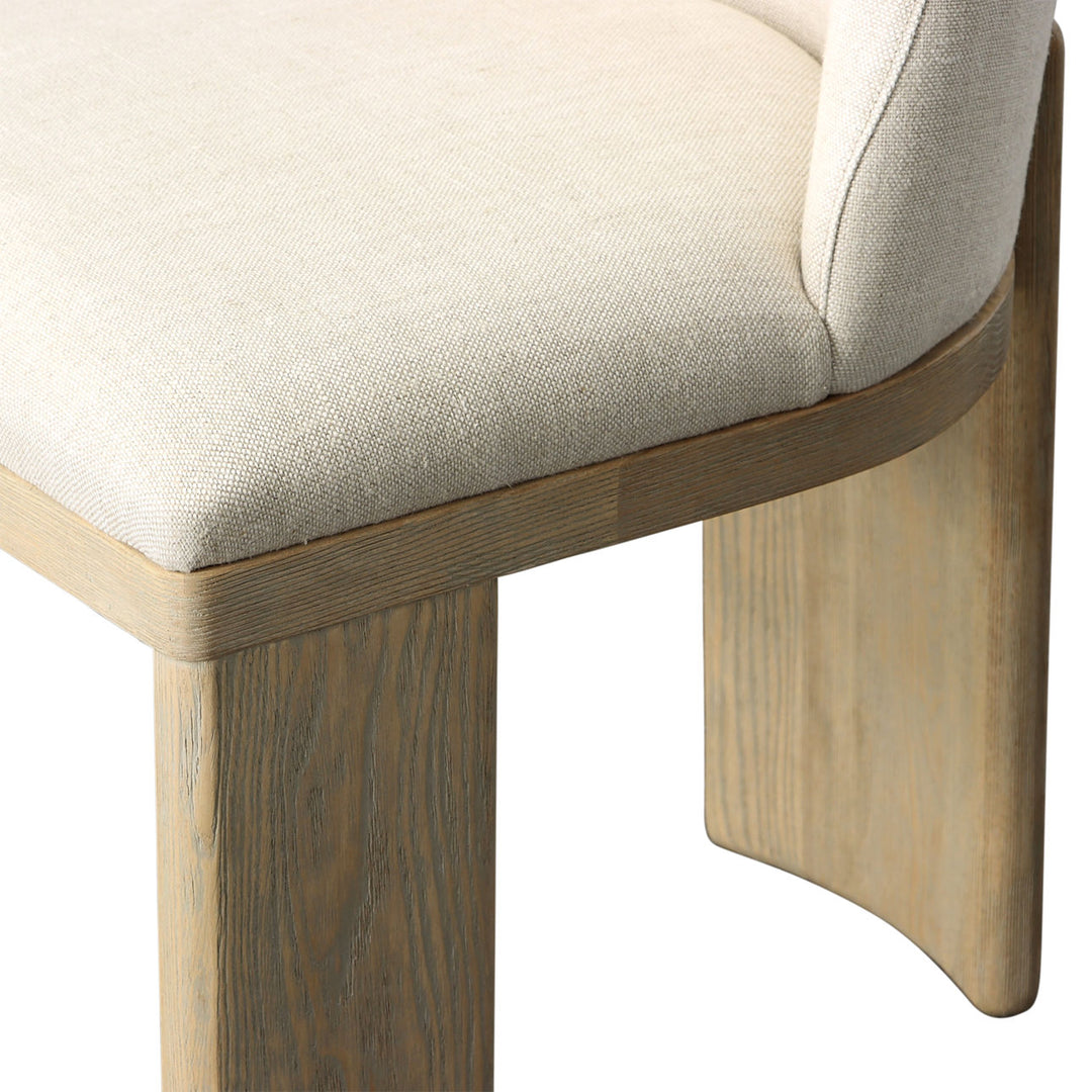 Aster Upholstered Ash Dining Chair, Beige Linen and Warm Wash, detail 2 view