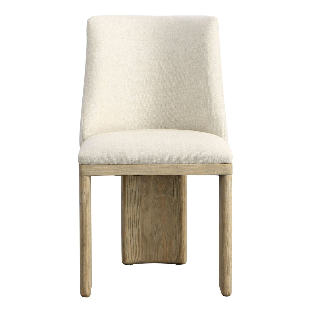 Aster Upholstered Ash Dining Chair, Beige Linen and Warm Wash, front view