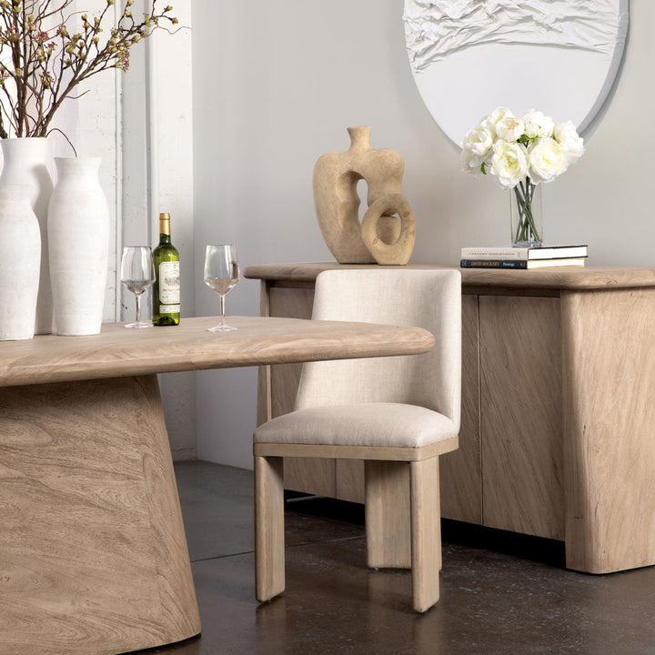 Aster Upholstered Ash Dining Chair, Beige Linen and Warm Wash, lifestyle view