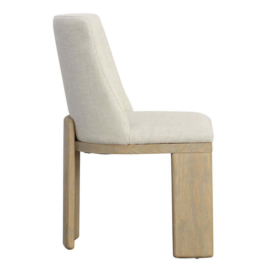 Aster Upholstered Ash Dining Chair, Beige Linen and Warm Wash, profile view