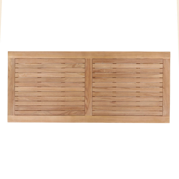 Alton Natural Teak Outdoor Dining Table, overhead view