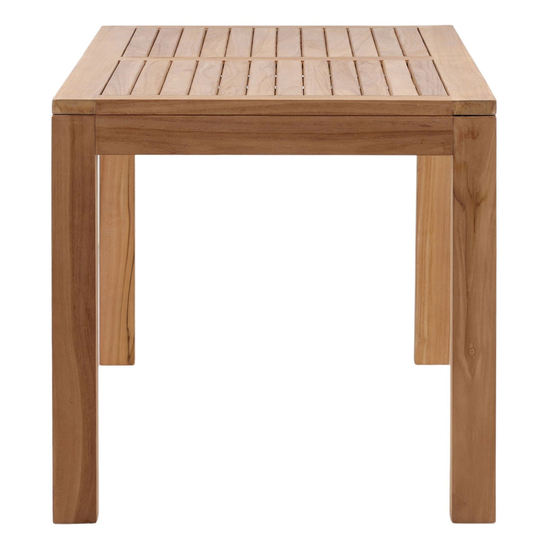 Alton Natural Teak Outdoor Dining Table, profile view