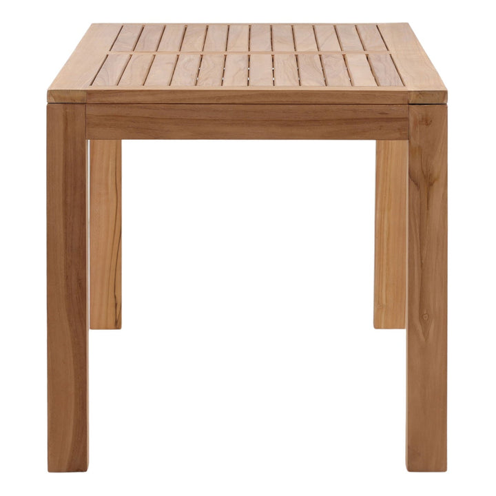 Alton Natural Teak Outdoor Dining Table, profile view