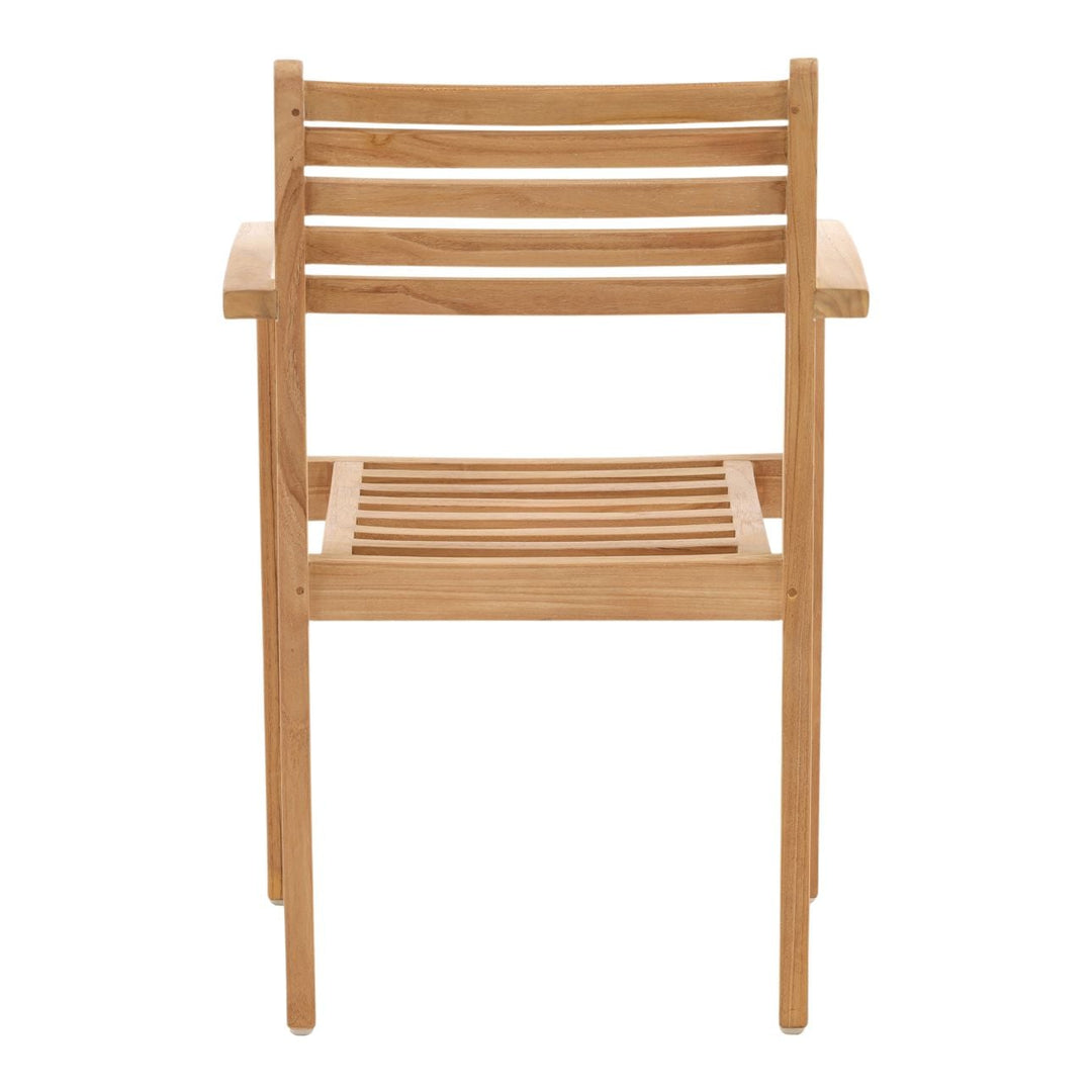 Verren Stacking Teak Outdoor Dining Chair, back view