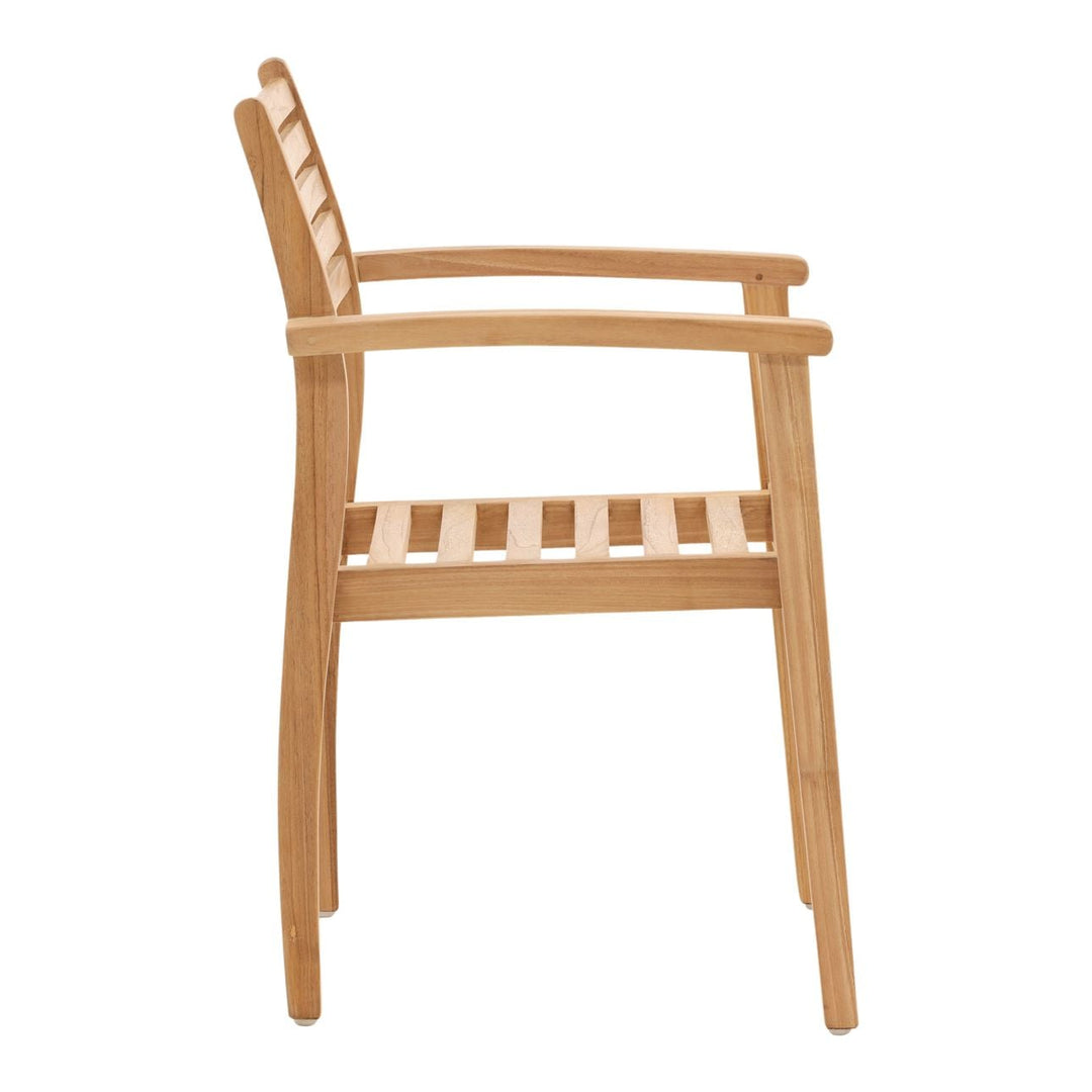 Verren Stacking Teak Outdoor Dining Chair, profile view