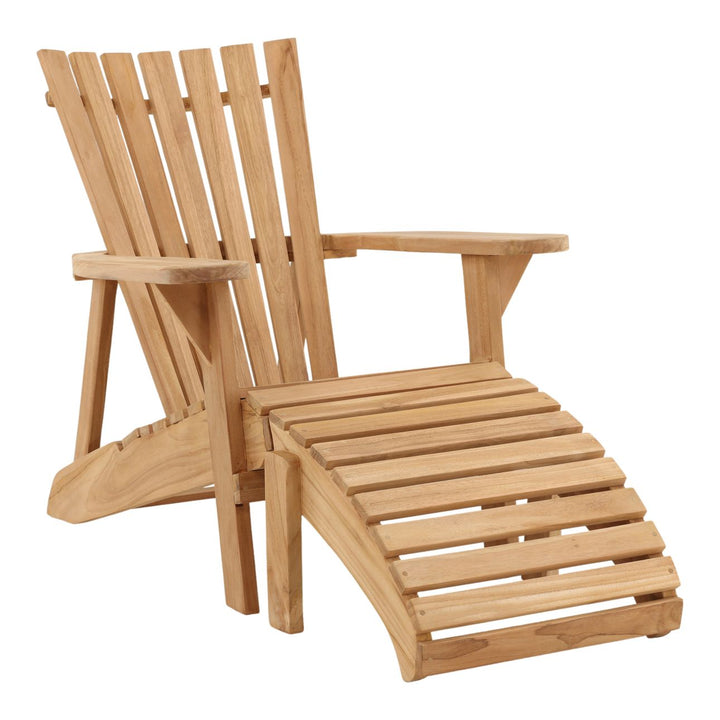 Nikren Teak Outdoor Lounge Chair, three-quarter studio view