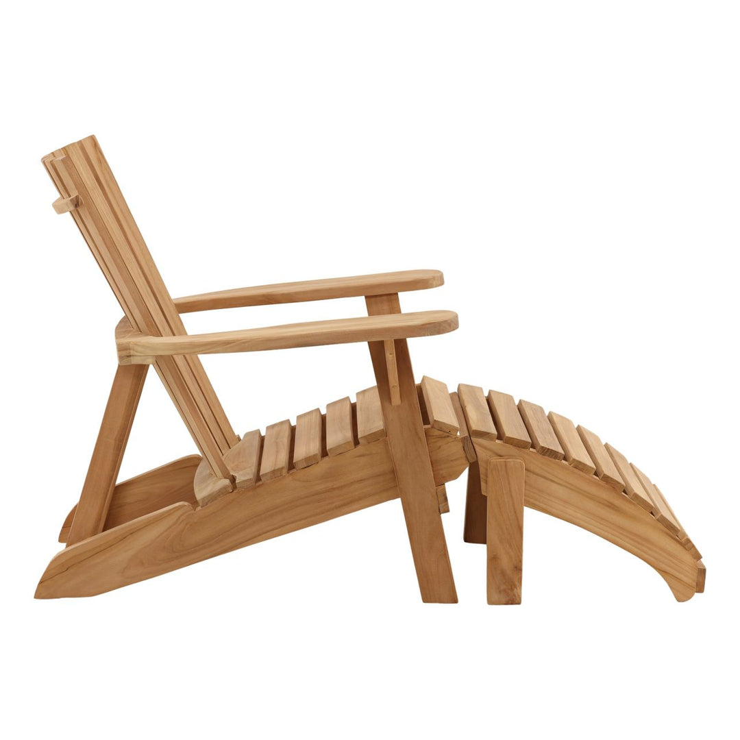 Nikren Teak Outdoor Lounge Chair, profile view