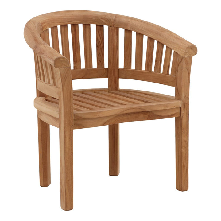 Mapren Teak Outdoor Lounge Chair, three-quarter studio view