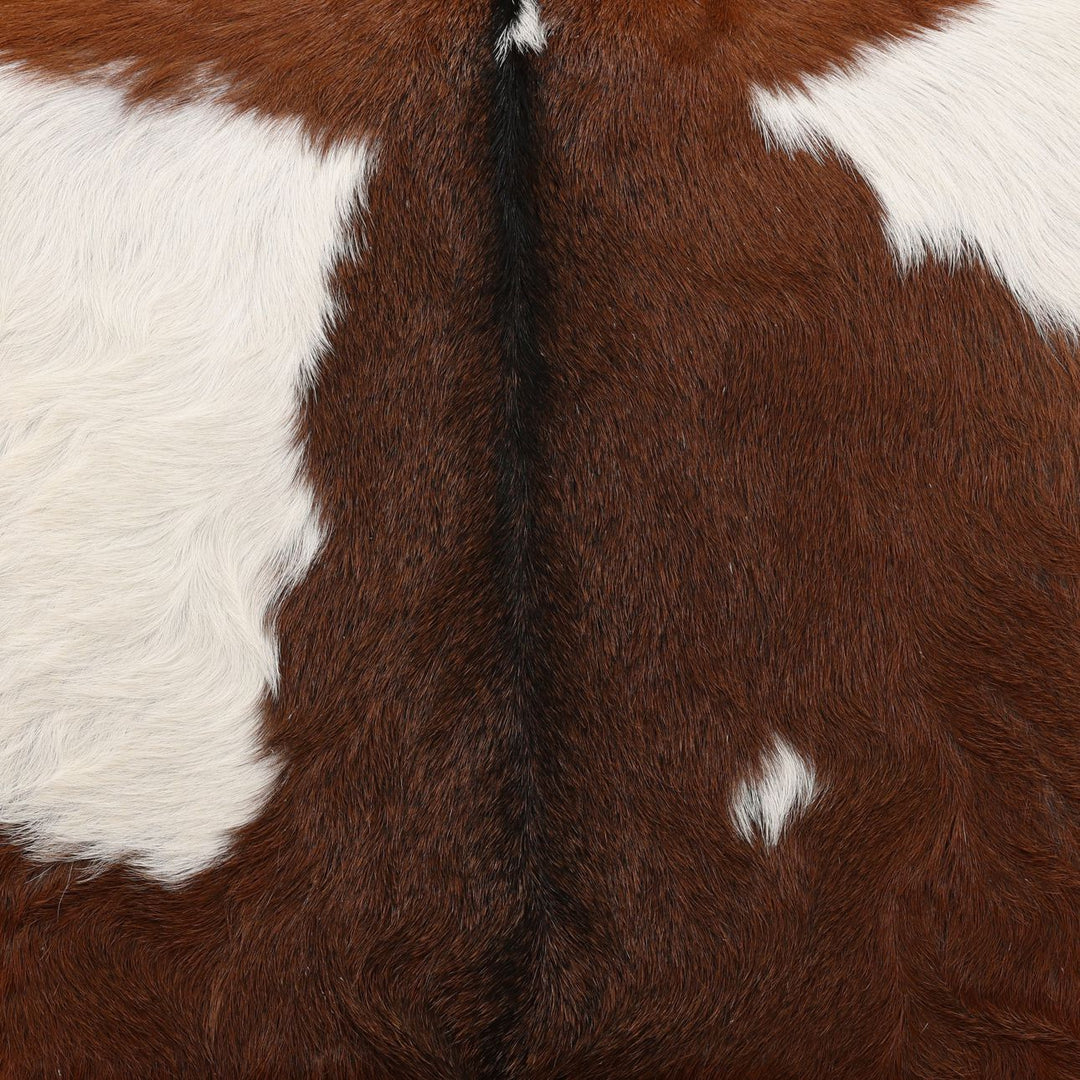 Charlen Goat Hide and Teak Lounge Chair, Brown, detail 1 view