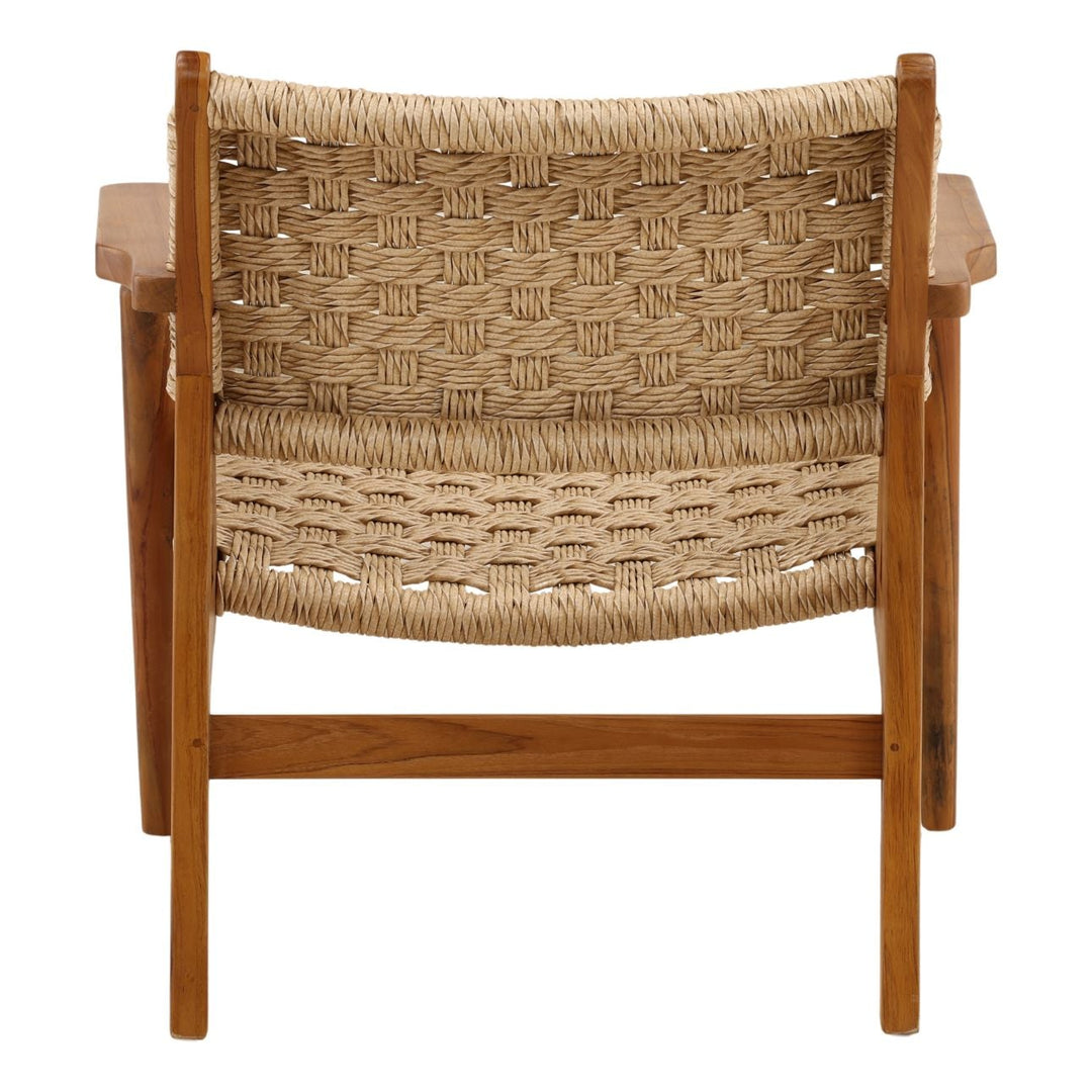 Parlen Woven Teak Outdoor Lounge Chair, back view