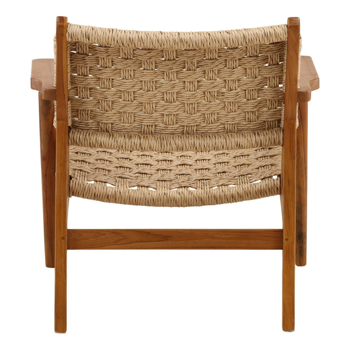 Parlen Woven Teak Outdoor Lounge Chair, back view