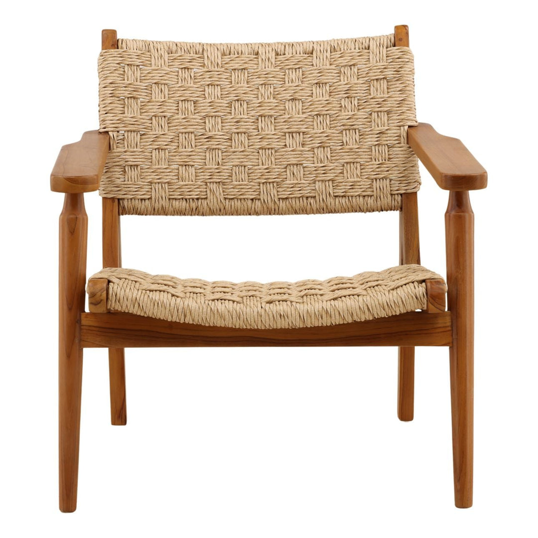 Parlen Woven Teak Outdoor Lounge Chair, front view