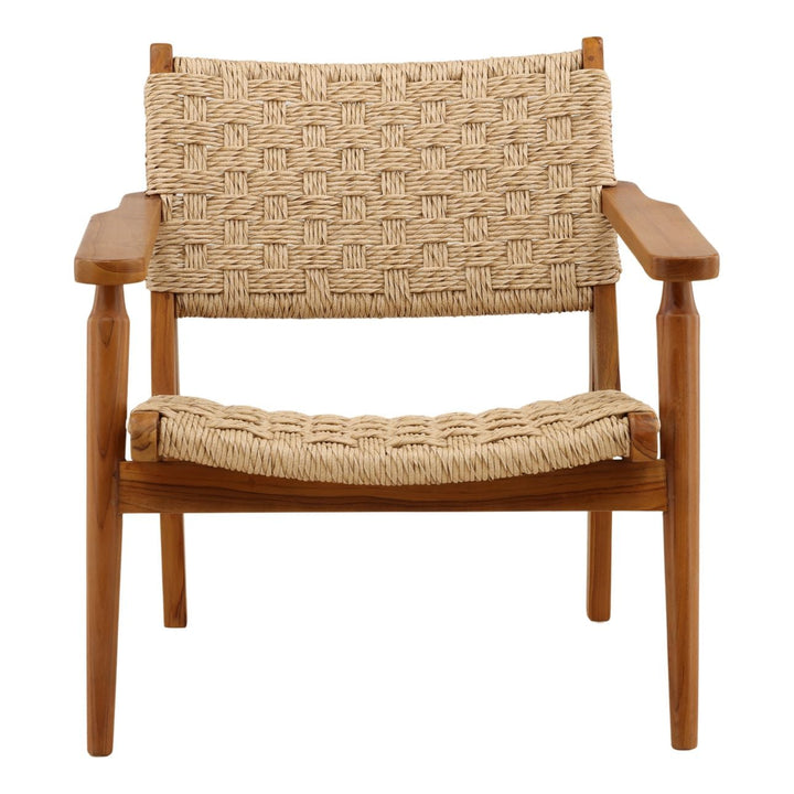 Parlen Woven Teak Outdoor Lounge Chair, front view