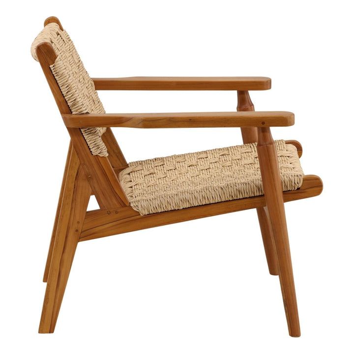 Parlen Woven Teak Outdoor Lounge Chair, profile view