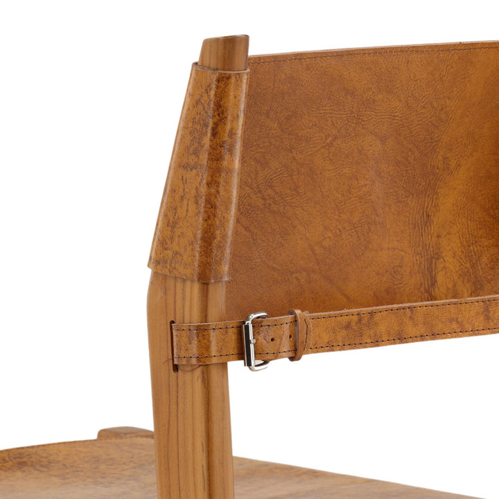Rossen Leather Teak Counter Stool, detail 1 view