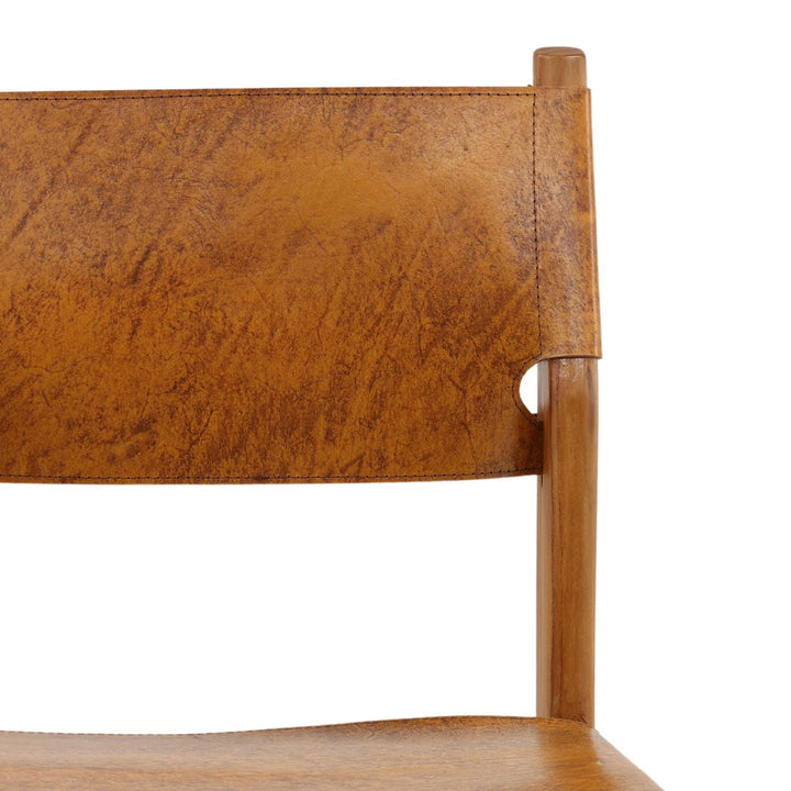 Rossen Leather Teak Counter Stool, detail 2 view