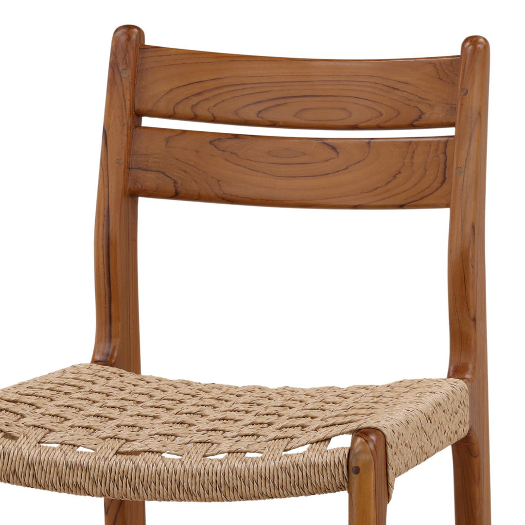 Conlen Woven Teak Outdoor Bar Stool, detail 1 view
