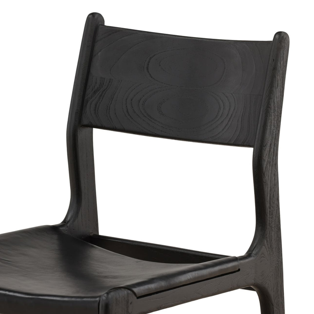 Leandro Black Leather Dining Chairs, Set of 2, detail 2 view