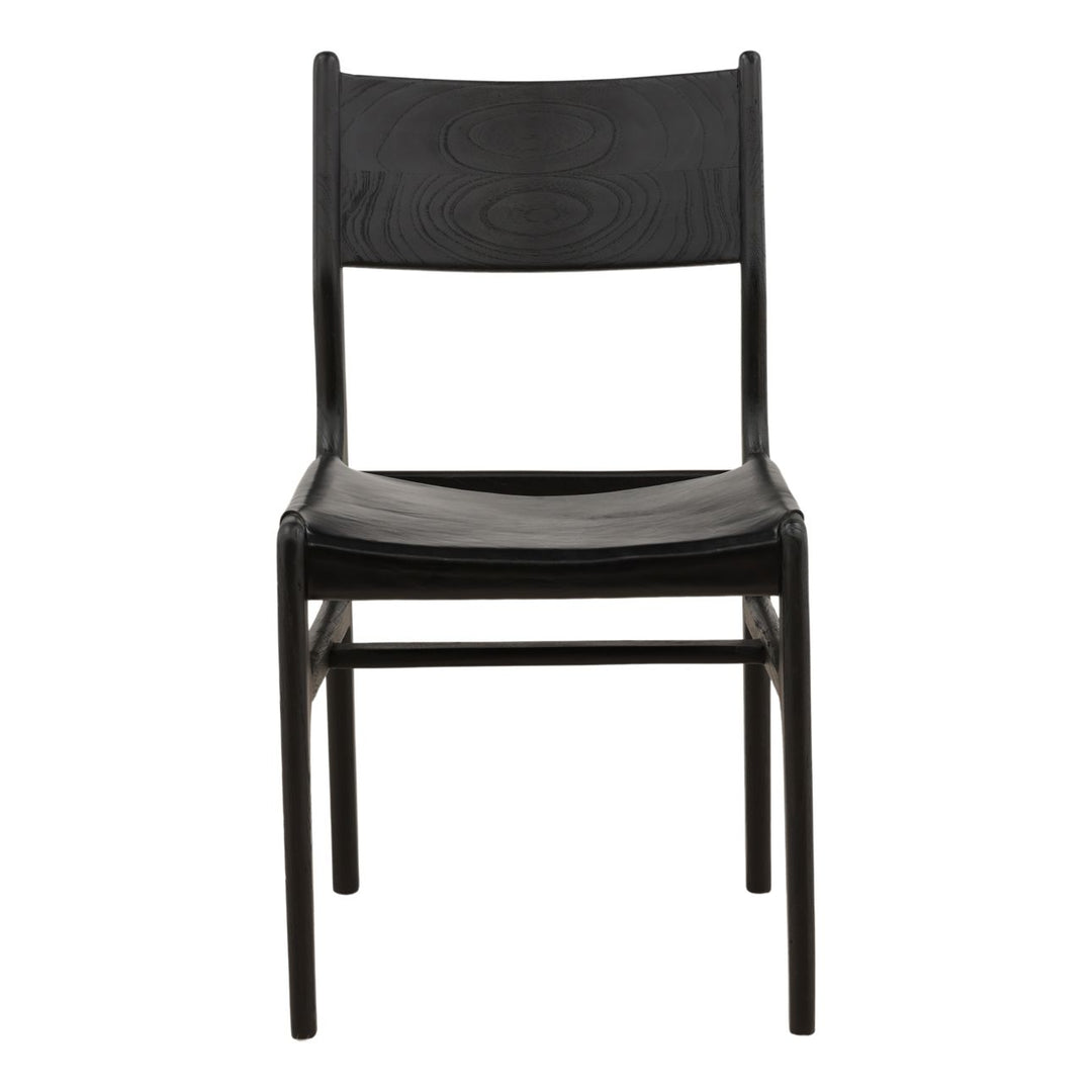 Leandro Black Leather Dining Chairs, Set of 2, front view