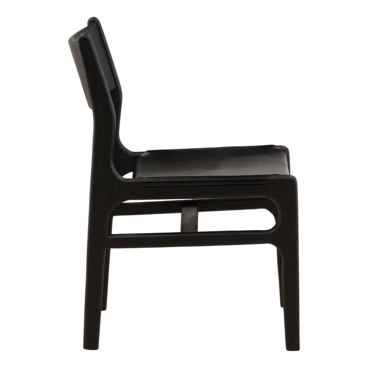 Leandro Black Leather Dining Chairs, Set of 2, profile view