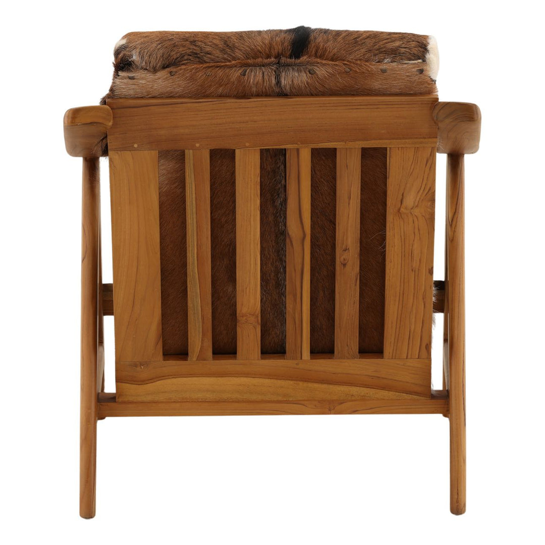 Norwell Goat Hide Teak Lounge Chair, back view