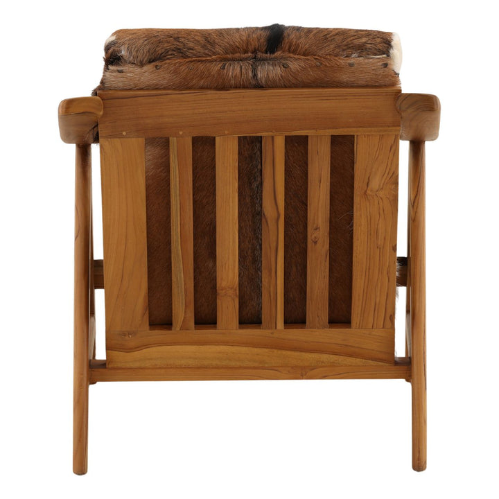 Norwell Goat Hide Teak Lounge Chair, back view