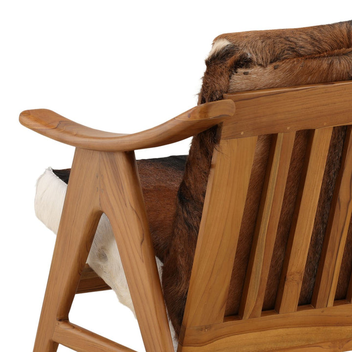 Norwell Goat Hide Teak Lounge Chair, detail 2 view