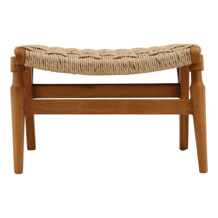 Parren Woven Teak Outdoor Ottoman, back view