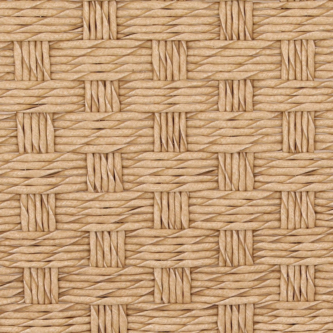Parren Woven Teak Outdoor Ottoman, detail 1 view