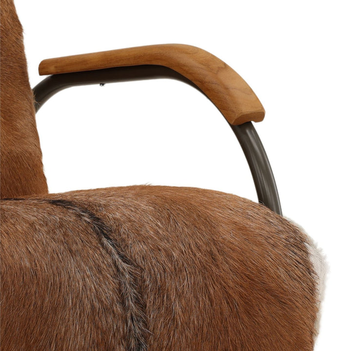 Newell Goat Hide Metal Frame Lounge Chair, detail 2 view