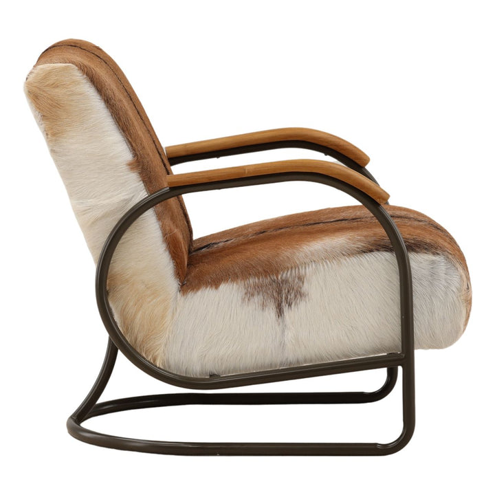 Newell Goat Hide Metal Frame Lounge Chair, profile view