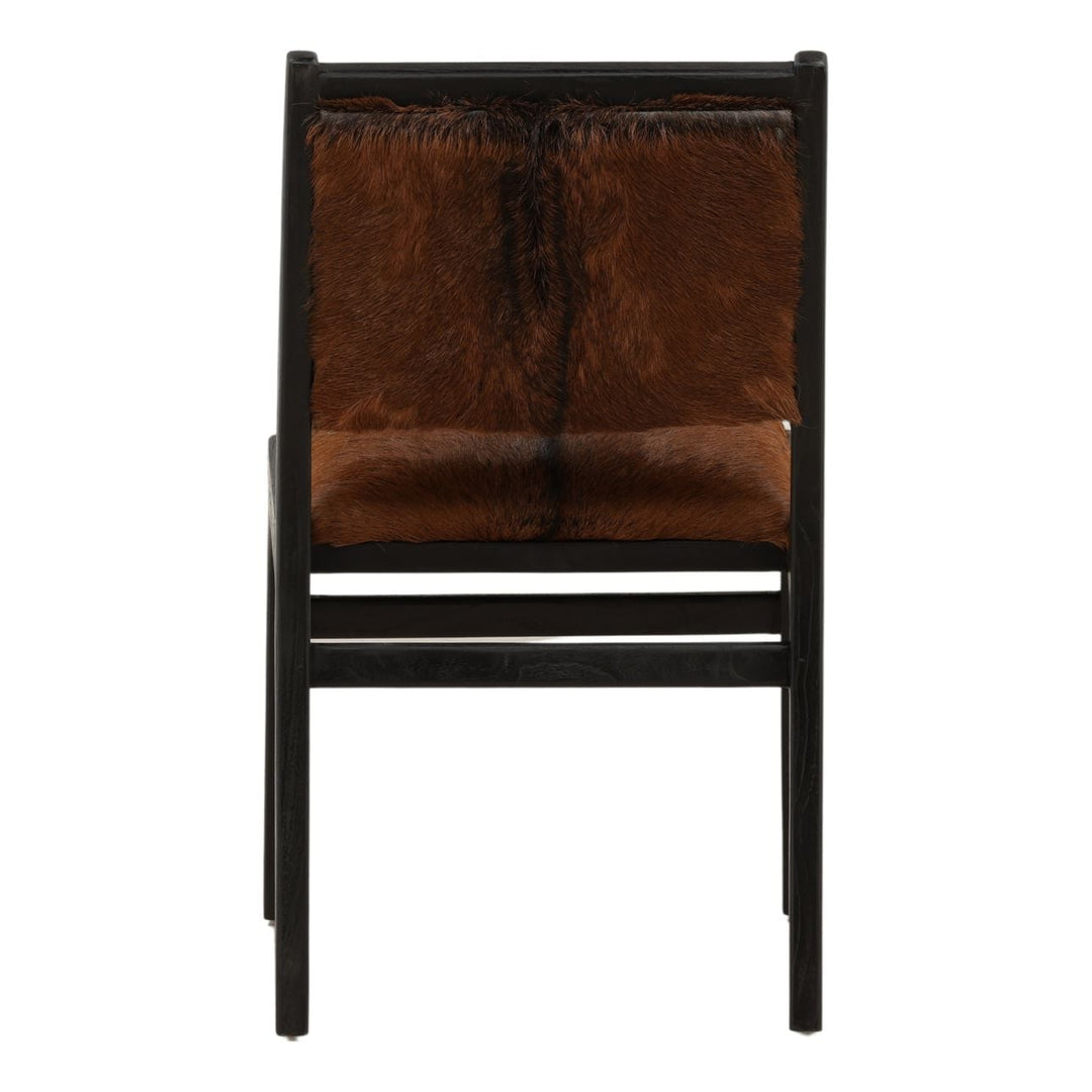 Claye Hide and Teak Dining Chairs, Set of 2, back view