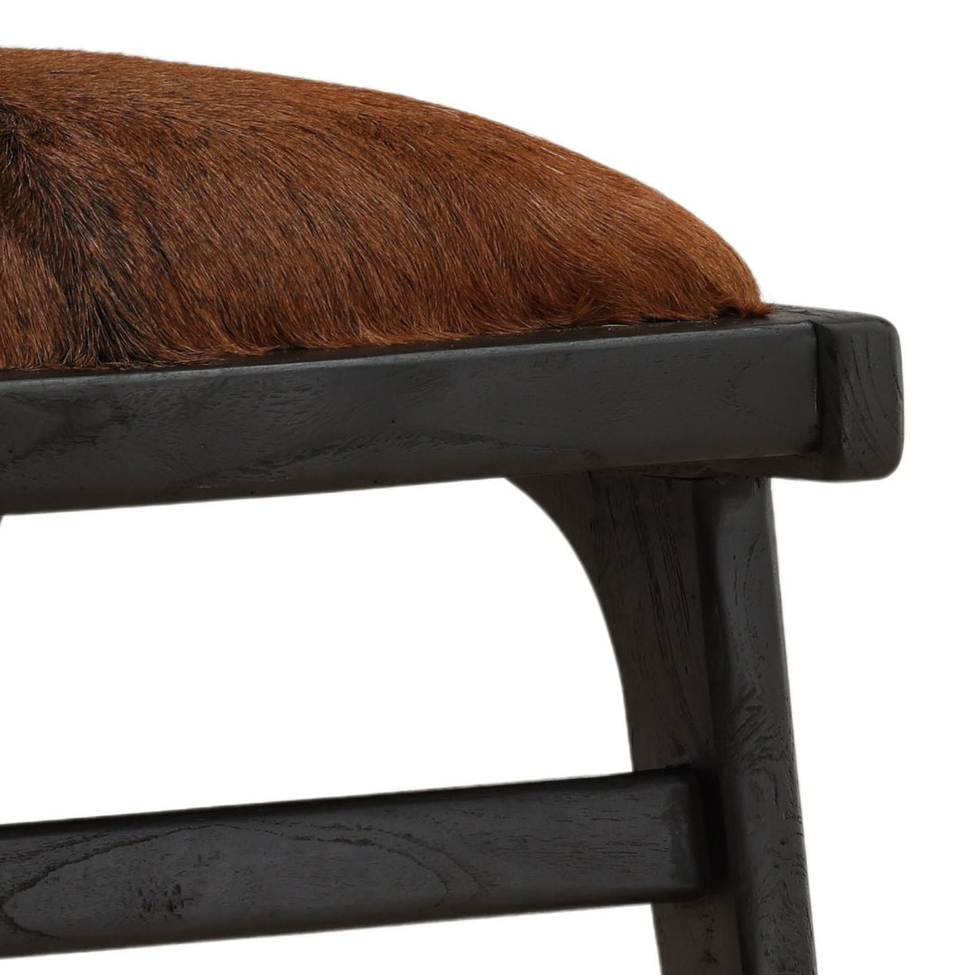 Claye Hide and Teak Dining Chairs, Set of 2, detail 2 view