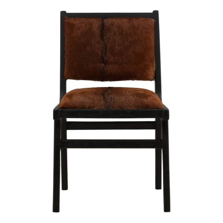 Claye Hide and Teak Dining Chairs, Set of 2, front view