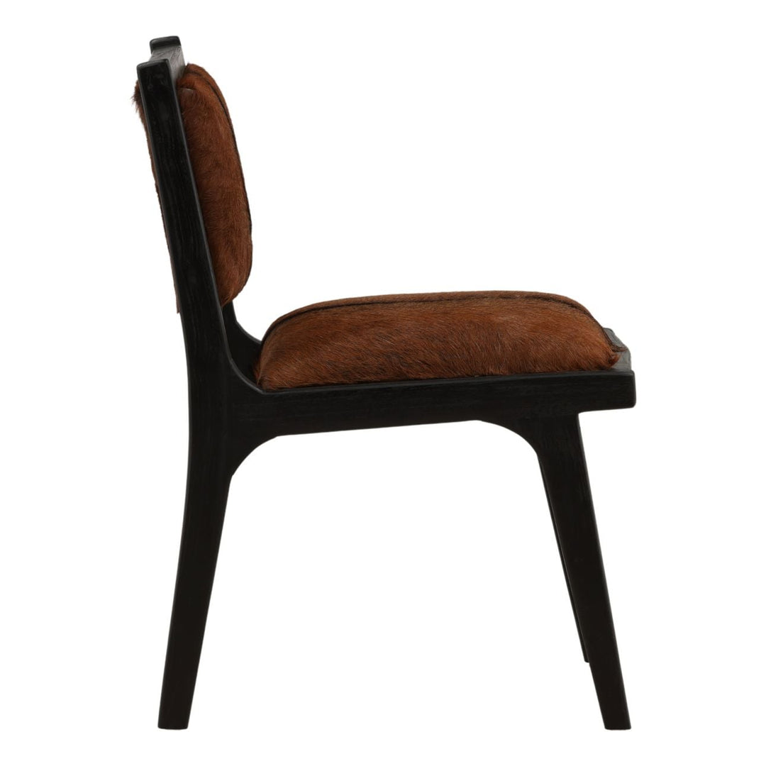 Claye Hide and Teak Dining Chairs, Set of 2, profile view